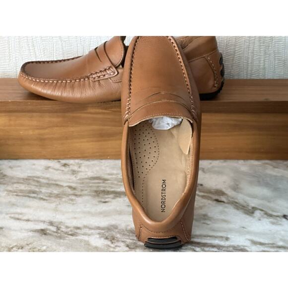 Nordstrom Men’s Driving Penny Loafer Brown Glove Tanned Leather Mocassin, 8M - Picture 9 of 16